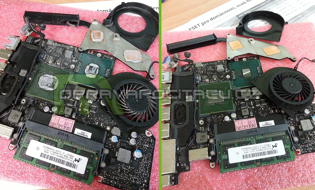 Prachové vyčištění a přepastování notebooku Apple MacBook Pro 13-inch, Mid 2009