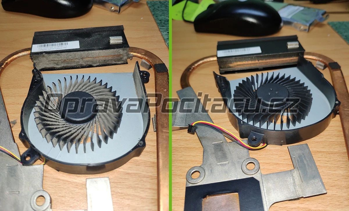 Vyčištění chlazení notebooku ASUS K75V od prachu, nečistot + přepastování