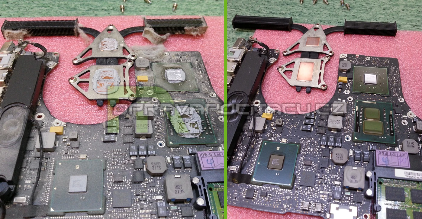 Vyčištění notebooku MacBook Pro 15-inch Mid 2010 od prachu a přepastování