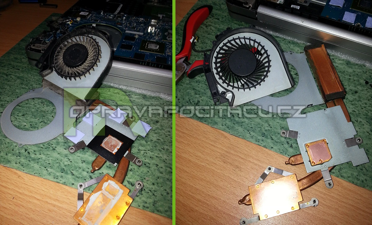 Vyčištění notebooku Dell Inspiron 7737 od prachu a přepastování