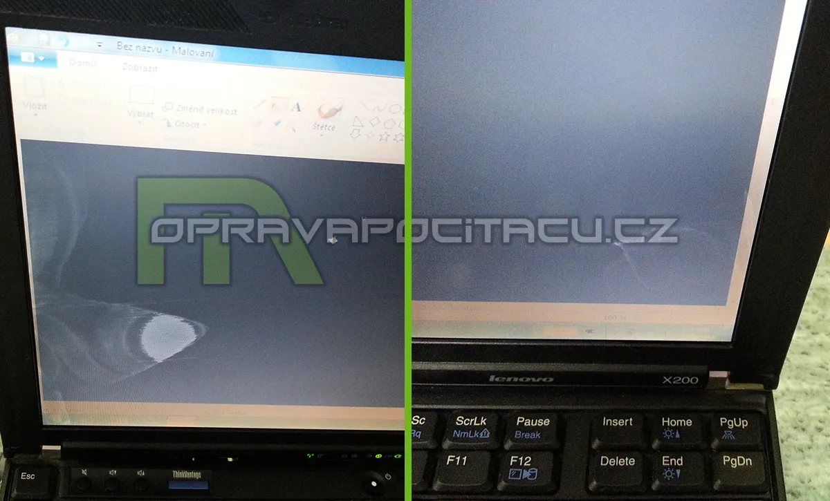 Vyčištění politého displeje / monitoru notebooku Lenovo x200 type 7459-JB5