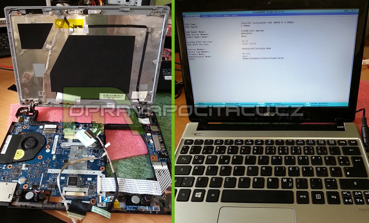 Oprava LVDS kabelu u notebooku Acer Aspire V5-131